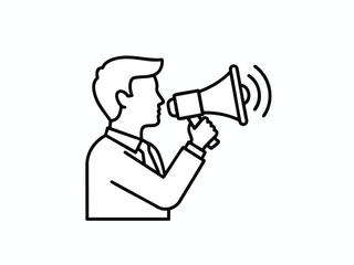 Fototapeta premium Man Announcing with Megaphone