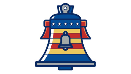 Design of a Bell With Red, White, and Blue Colors and Stars