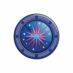 Drawing of a Colorful Compass Design in a Circular Shape