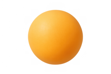 Orange ping pong ball floating against a transparent background, depicting a common sports equipment item