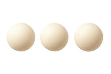 Three white ping pong balls floating, showing a realistic 3d illustration of sport equipment for table tennis game