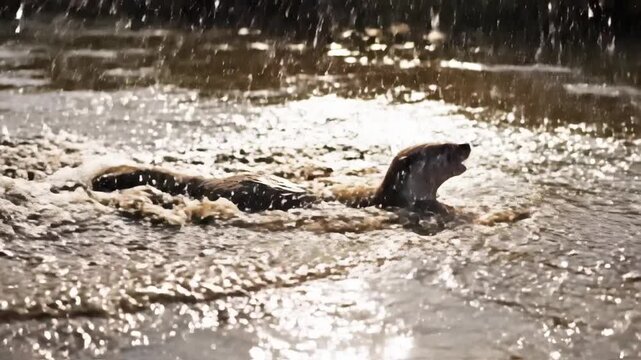 Otters Aquatic Adventure - A Playful Dive into the Rivers Depths.