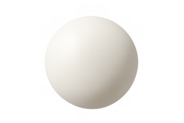 White 3d sphere shape with smooth surface texture and realistic shading on a transparent background