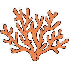 Obraz premium Illustration of an orange branching coral isolated on a black background simple graphic element depicting underwater marine life natural abstract shape