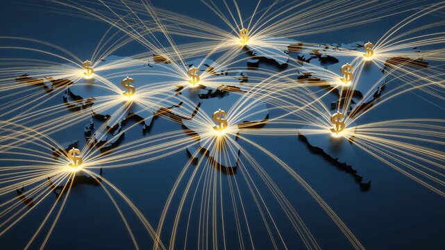 Global Financial Network Concept with Dollar Signs and Connections for Business and Economics