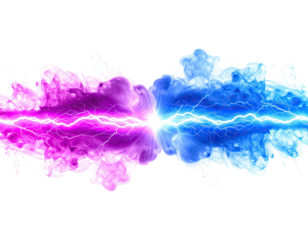 Colorful abstract depiction of energy explosion with vivid pink and blue elements