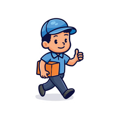 Friendly Delivery Man with Package Giving Thumbs Up