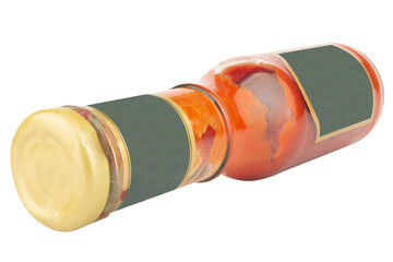 Ketchup bottle glass on white background