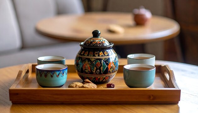 Tea set on a tray - Powered by Adobe