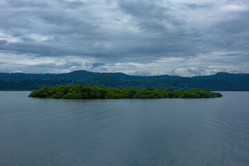 Bocas del Toro, Panama - November 23, 2025: Panoramic view of Almirante Bay in the Bocas del Toro Archipelago, Panama.