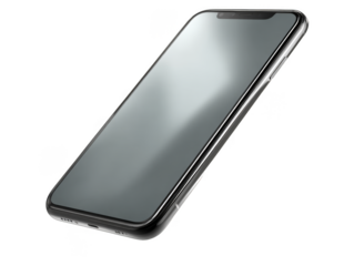Smartphone displayed on a transparent background showcasing its sleek design and modern features in a simple setting