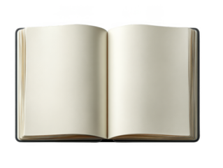 Open book with blank pages on a transparent background for creative projects or design use