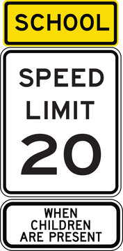 School Zone Speed Limit 20 When Children are Present