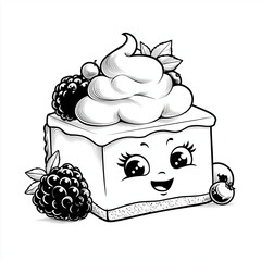 hand drawn sketch of a cake with cherries and cream	