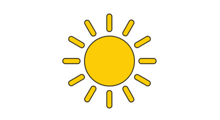 Stylized sunshine illustration displaying optimism and summer warmth in bright yellow tones on