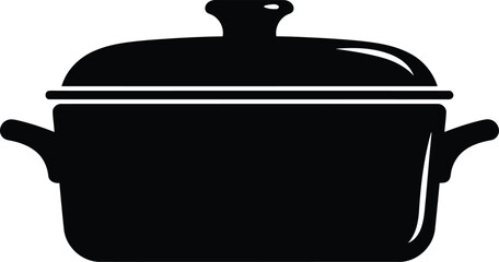 Modern kitchenware silhouette cooking pot and lid simple icon for food preparation design and culinary concepts vector