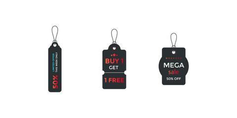 Discount price tag vector illustration featuring promotional sale sticker label with special offer design ideal for marketing, advertising, and retail shopping campaigns.