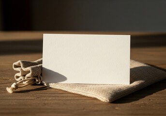 Rustic tag on natural fabric with warm soft lighting 