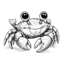  hand drawn sketch of a crab cartoon isolated on white