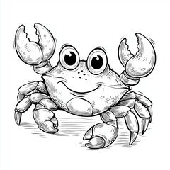  hand drawn sketch of a crab cartoon isolated on white