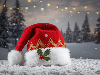 santa claus hat in the snow