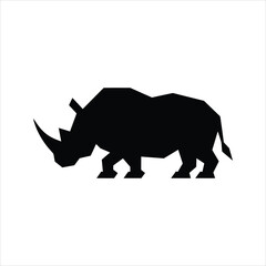 Rhino Icon – Geometric Rhinoceros Silhouette Vector Illustration