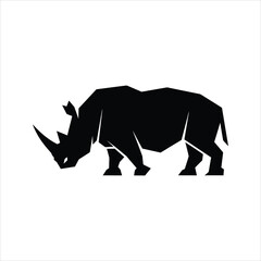 Rhino Icon – Geometric Rhinoceros Silhouette Vector Illustration