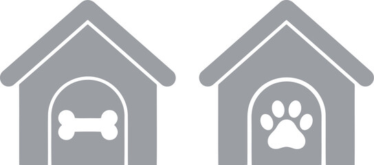 Simple dog house icons pet care symbol graphic design element for animal lovers and pet services vector