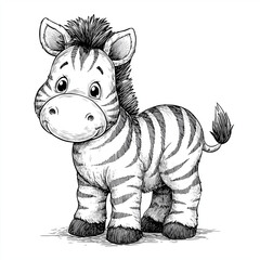 hand drawn sketch of a cute zebra.