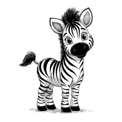 hand drawn sketch of a cute zebra.