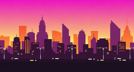 city skyline at sunset © Wilda