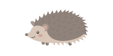 Cute cartoon hedgehog illustration on a black background
