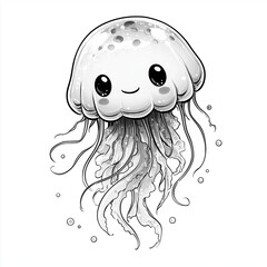 hand drawn sketch of a cute jelly fish