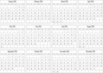 calendar for 2026