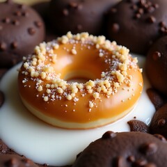 chocolate donut with icing sugar