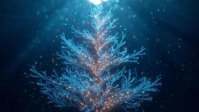 Glowing Bioluminescent Coral-Like Christmas Tree Animation