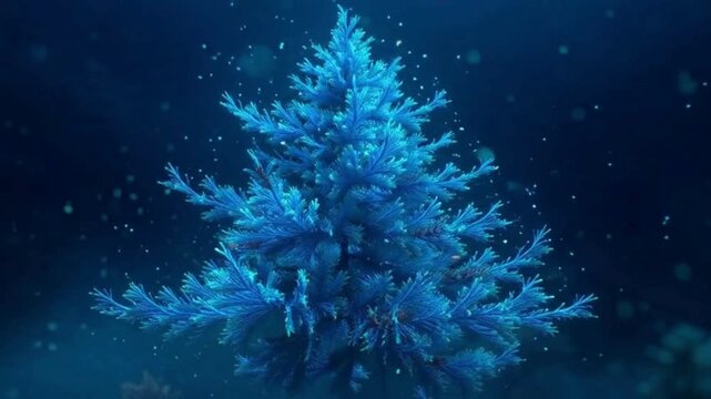 Fantasy Neon Christmas Tree Inspired by Coral Bioluminescence