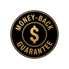 Fototapeta premium Money-Back Guarantee black and gold badge, vector dollar sign icon, premium warranty label isolated. 