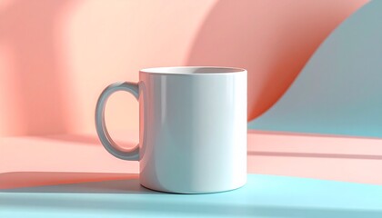 Obraz premium Mug mockup with Solid pastel background, minimalist style, high quality commercial photography