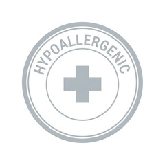 Obraz premium Hypoallergenic grey stamp, vector medical cross icon, skin care label isolated. 