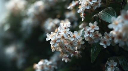 Delicate White Flowers Blooming Amidst the Greenery in a Garden Setting