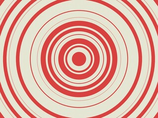 A red and cream concentric circle pattern creates a hypnotic effect.