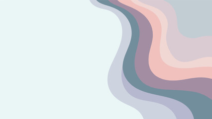Abstract design featuring wavy layers in pastel shades of pink, purple, and blue, creating a soft and calming visual effect.