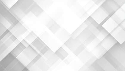 A modern abstract background featuring overlapping translucent white and grey geometric squares and rectangles creating a clean design.