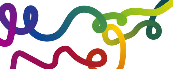 Colorful gradient intertwined ribbons on a white background for presentations