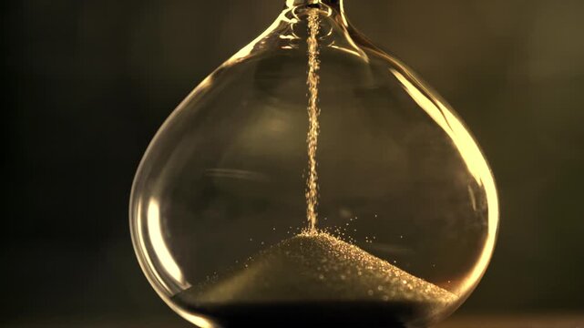 Super slow motion hourglass. Filmed on a high-speed camera at 1000 fps. High quality FullHD footage