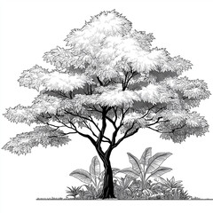 black and white tree