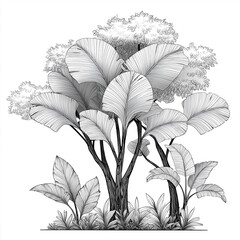 black and white tree