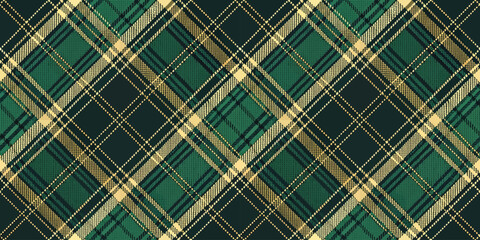 A classic green and gold tartan plaid pattern, evoking a sense of warmth and tradition.