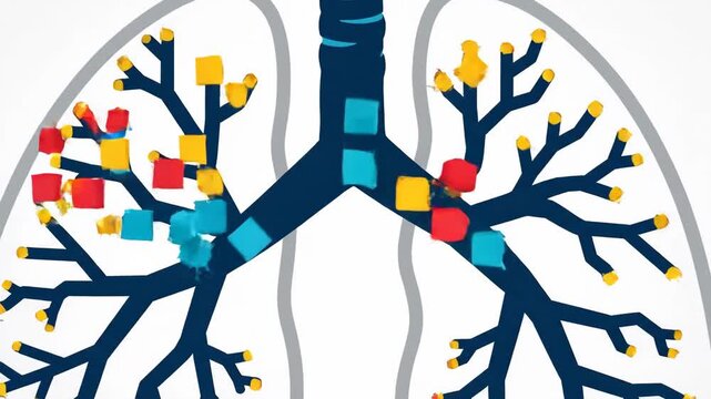 Respiratory System Depicts Animated Progression of Airflow and Lung Function Illustration